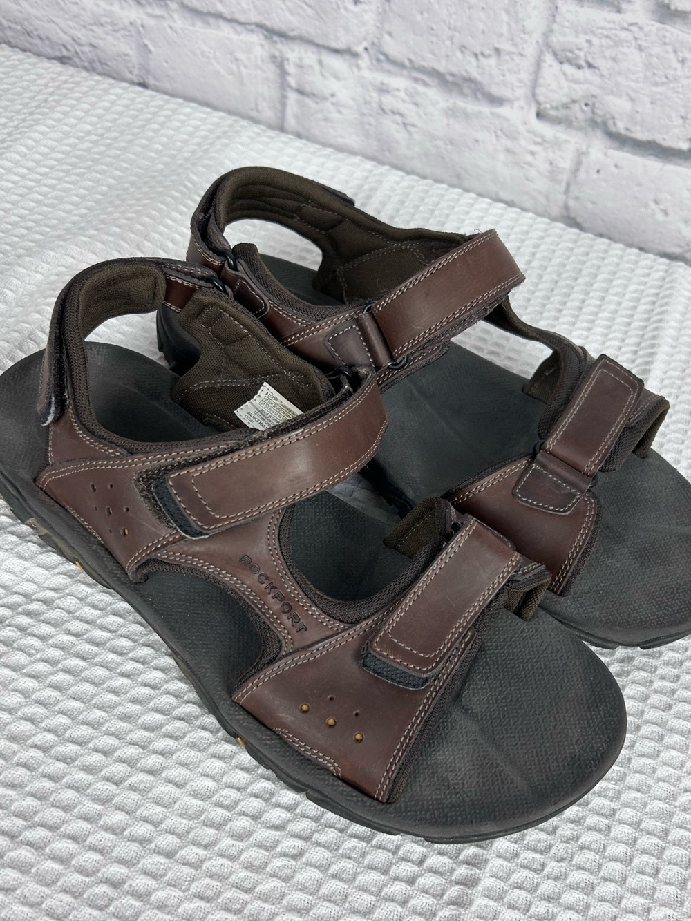 Rockport Brown Leather Outdoor Sport Sandals Hook Loop Men’s 12